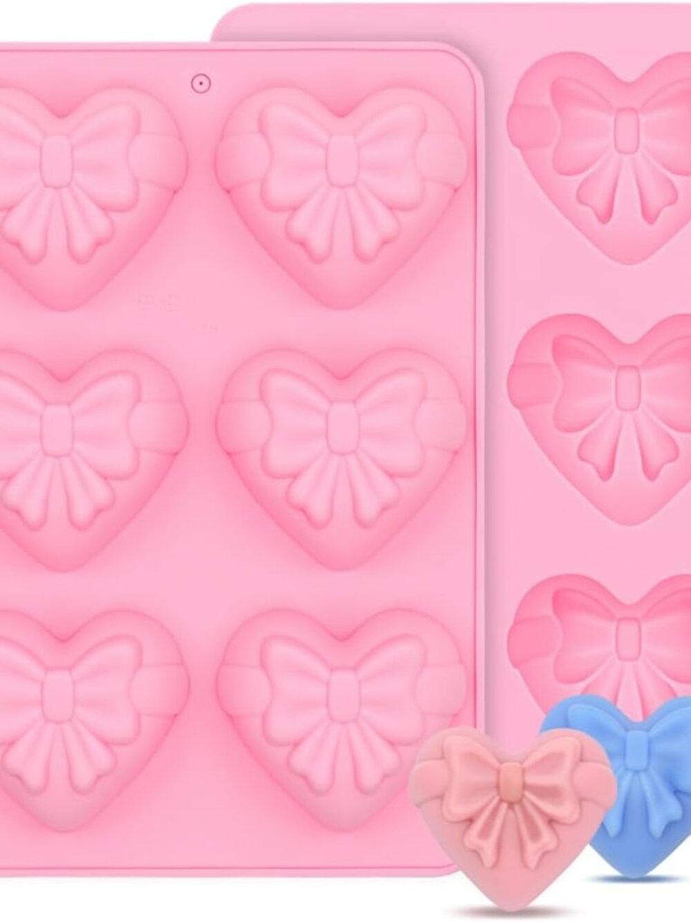 Heart Bow Silicone Mold Set, 2-Pack 6-Cavity Craft Molds